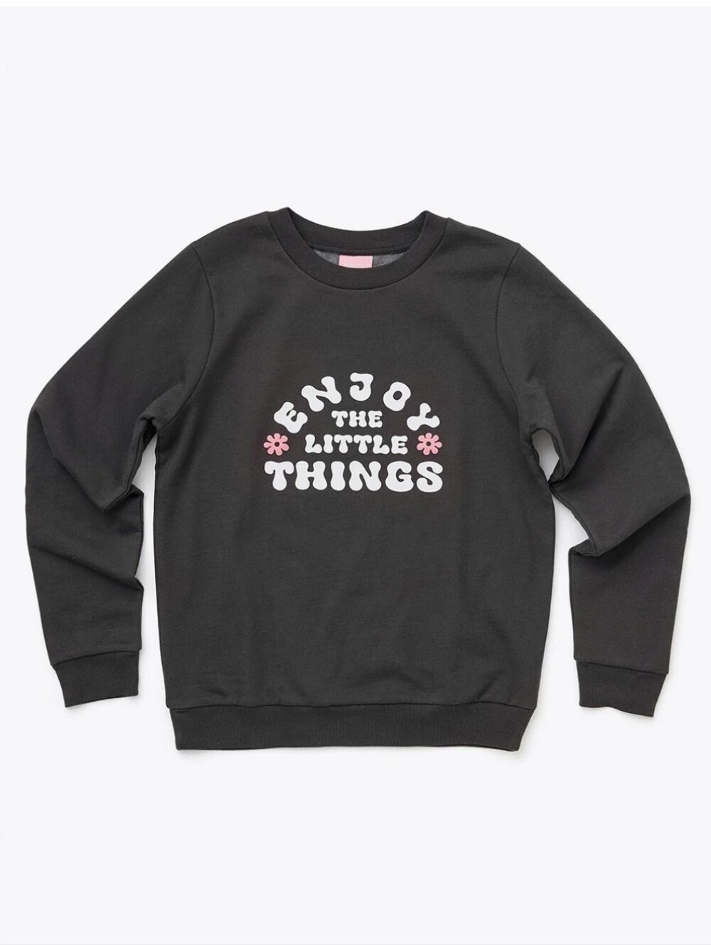 NWT Ban.do Sweatshirt Enjoy The Little Things Crewneck Pullover Dark Gray SM
